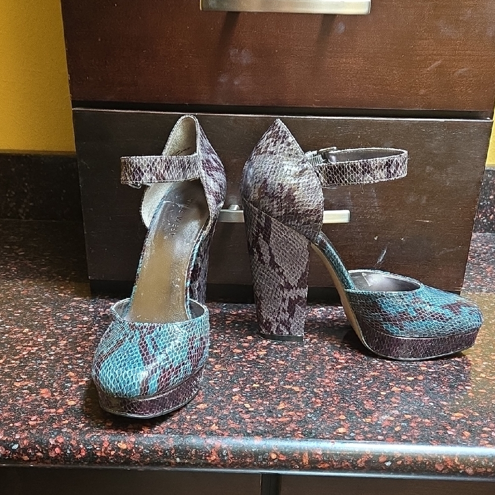 Nine West Snakeskin Patterned Platform Heels